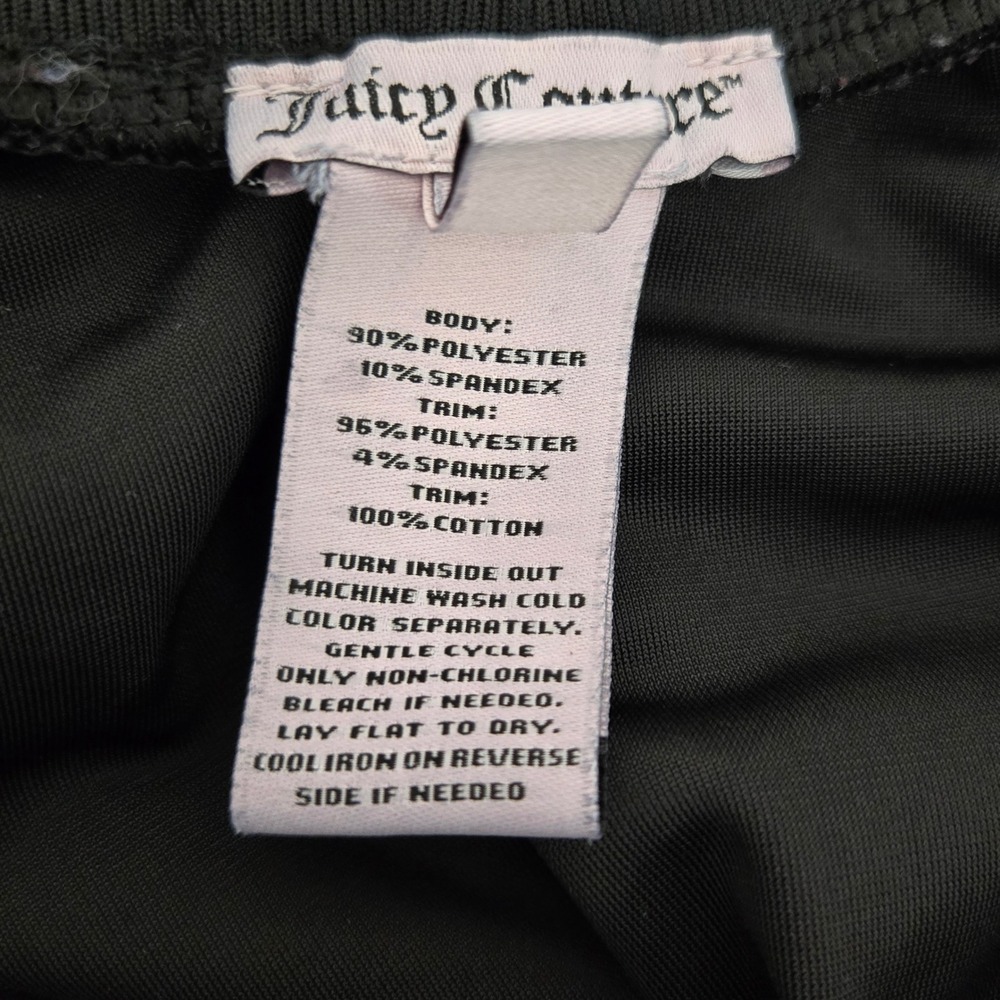 Juicy Couture Glitter Black Velour Track Pants Joggers Ruched Ankle Size M - Picture 5 of 5